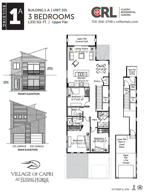 Floor plan for 3 beds, 2 baths, 1531 sqft